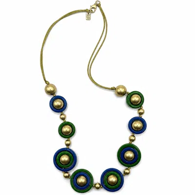 Michael Nash Jewelry Women's Green / Blue Delaney Blue And Green Two Tone Long Necklace In Multi