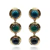 Michael Nash Jewelry Women's Green / Blue Flora Three Stone Turquoise And Malachite Resin Pierced Earrings In Multi