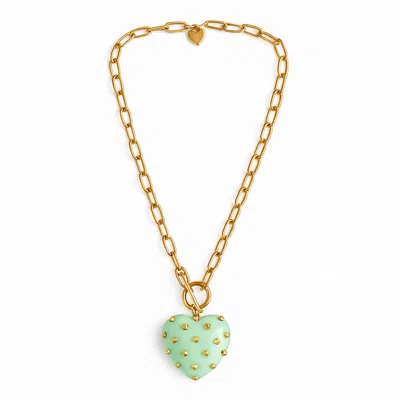 Michael Nash Jewelry Women's Green Celestine Jade Resin Heart Pendant