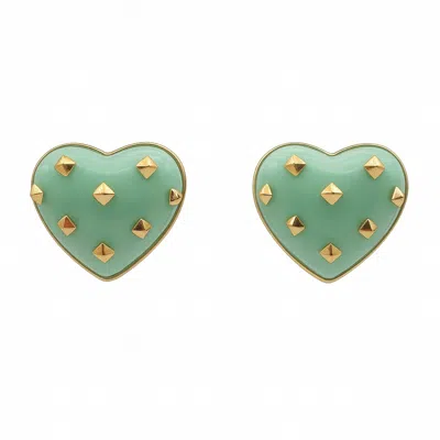 Michael Nash Jewelry Women's Green Cosette Jade Heart Resin Stud Earrings