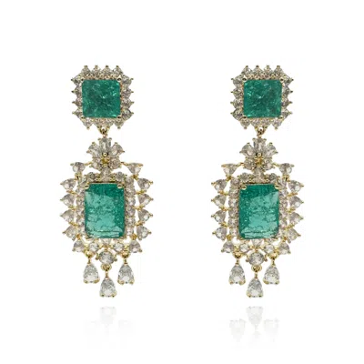 Michael Nash Jewelry Women's Green Emerald And Crystal Clip On Earrings