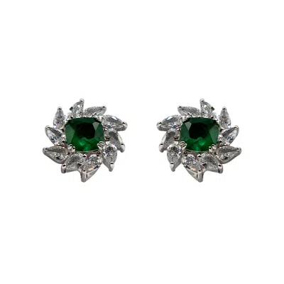 Michael Nash Jewelry Women's Green Emerald & Diamond Clip-on Earrings In Sterling Silver