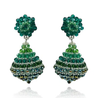 Michael Nash Jewelry Women's Green Emerald Faceted Bead Clip On Drop Earrings