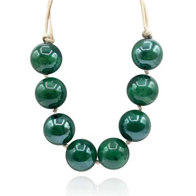 Michael Nash Jewelry Women's Green Emerald Marbled Knotted Resin Bead Necklace