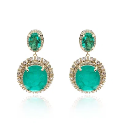 Michael Nash Jewelry Women's Green Gemma Flawed Emerald Clip Drop Earrings