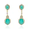 Michael Nash Jewelry Women's Green / Gold Faceted Light Emerald Glass Drop Clip-on Earrings In Multi