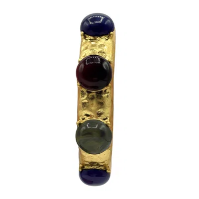 Michael Nash Jewelry Women's Green / Grey Flora Multi Stone Lapis And Burgundy Resin Stone Bangle