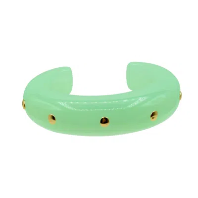 Michael Nash Jewelry Women's Green Ingrid Jade Gold Studded Cuff