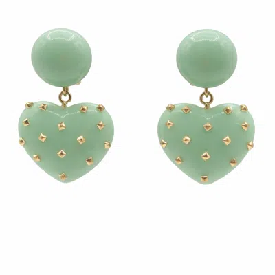Michael Nash Jewelry Women's Green Lavinia Jade Resin Studded Heart Drop Earrings