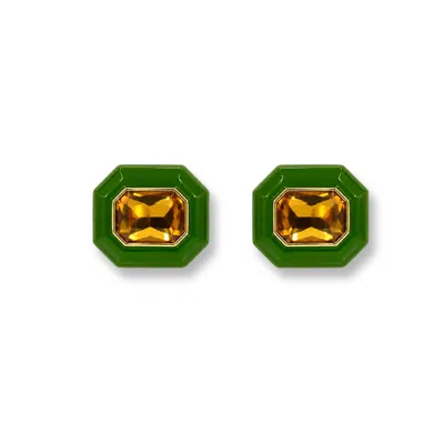 Michael Nash Jewelry Women's Green Lena Olive Resin Octagon Earrings