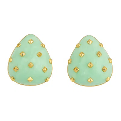Michael Nash Jewelry Women's Green Maristella Jade Studded Resin Pierced Hoop Earrings