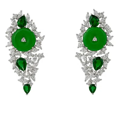 Michael Nash Jewelry Women's Green Olivia Diamond And Emerald And Jade Cubic Zirconium Earrings