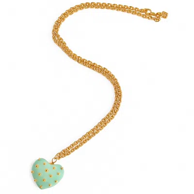 Michael Nash Jewelry Women's Green Ophelia Jade Resin Studded Heart Pendant
