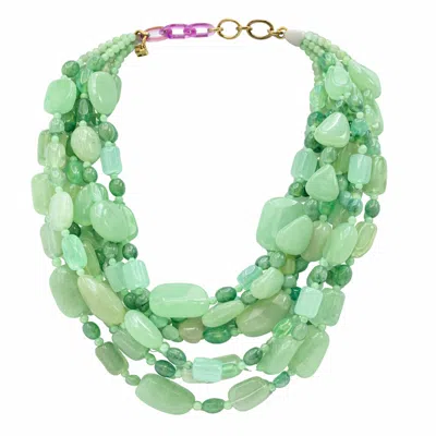 Michael Nash Jewelry Women's Green Otilia Multi Strand Shades Of Jade Resin Beads