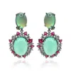 Michael Nash Jewelry Women's Green / Pink / Purple Black Rhodium Earrings With Green Opal Glass, Pink Ruby, And Clear Cry In Multi