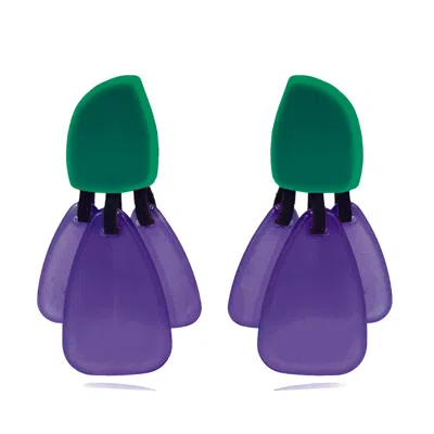 Michael Nash Jewelry Women's Green / Pink / Purple Patrizia Green Resin Pierced Top Earrings With Amethst Resin Drops In Multi