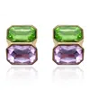 Michael Nash Jewelry Women's Green / Pink / Purple Peridot And Light Amethyst Double Stone Clip Earrings