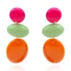Michael Nash Jewelry Women's Green / Pink / Purple Triple Drop Resin Pink And Green And Orange Drop Earrings