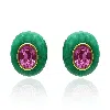 Michael Nash Jewelry Women's Green / Pink Stephanie Malachite Resin Pierced Earring With Pink Glass Stone In Green