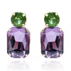Michael Nash Jewelry Women's Green / Purple Light Amethyst Crystal Ocatgon And Peridot Round Stone Drop Earrings In Multi