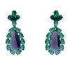 Michael Nash Jewelry Women's Green / Purple Paula Emerald And Amethyst Drop Pierced Earrings In Multi