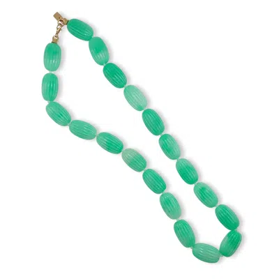 Michael Nash Jewelry Women's Green Renata Large Jade Resin Carved Bead Necklace