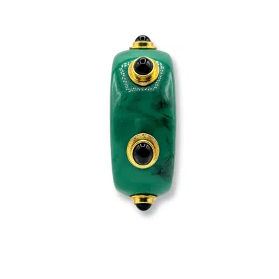 Michael Nash Jewelry Women's Green Renee Bangle In Malachite Resin And Black Onyx Stones
