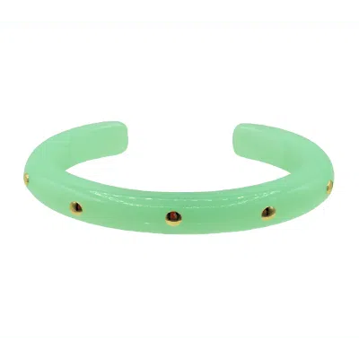 Michael Nash Jewelry Women's Green Sonia Jade Resin Small Gold Studded Small Cuff