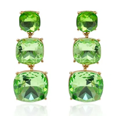 Michael Nash Jewelry Women's Green Triple Cushion Shape Peridot Drop Earrings