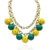 Michael Nash Jewelry Women's Green / Yellow Valentina Studded Amber And Jade Studded Ball Necklace In Multi