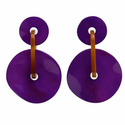 Michael Nash Jewelry Women's Greta Double Disc Purple Resin Drop Earrings