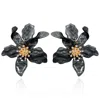Michael Nash Jewelry Women's Grey / Black Hematite Colored Floral Resin Drop Earrings