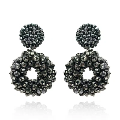 Michael Nash Jewelry Women's Grey Hematite Glass Faceted Bead Clip On Drop Earrings In Gray