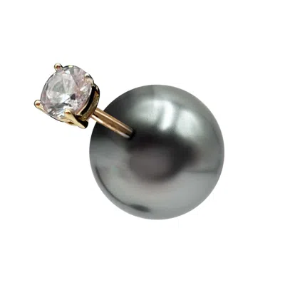 Michael Nash Jewelry Women's Grey / Neutrals / Silver Grey  Pearl And Cubic Zirconium Set In Earring Set In Gold Plating
