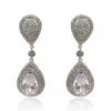 Michael Nash Jewelry Women's Grey / White / Silver Cubic Zirconium Pear Shape Drop Clip On Earrings