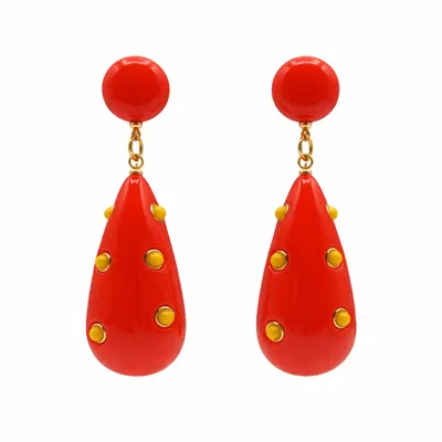 Michael Nash Jewelry Women's Kathryn Orange And Yellow Drop Polka Dot Earrings