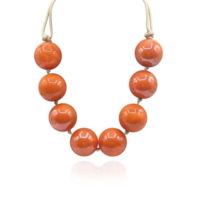 Michael Nash Jewelry Women's Largee Resin Bead Orange Marbled Knotted Necklace