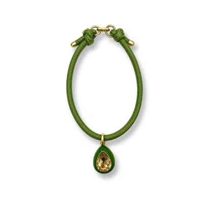 Michael Nash Jewelry Women's Lena Green Resin And Light Topaz Crystal Pear Drop Necklace