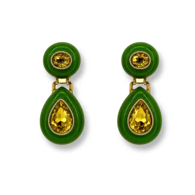 Michael Nash Jewelry Women's Lena Green Resin And Light Topaz Earrings