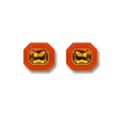 Michael Nash Jewelry Women's Lena Orange Octagon Earrings
