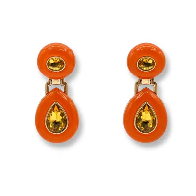 Michael Nash Jewelry Women's Lena Orange Resin And Topaz Drop Earrings