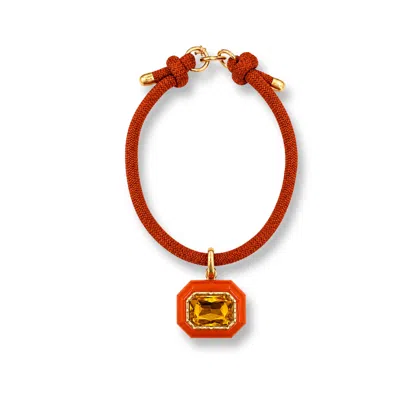 Michael Nash Jewelry Women's Lena Orange Resin Octagon And Topaz Crystal Pendant