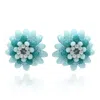 Michael Nash Jewelry Women's Light Blue Button Faceted Glass Bead Clip On Earring