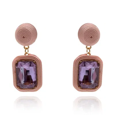 Michael Nash Jewelry Women's Light Pink Silk-wrapped Light Amethyst Glass Stone Earrings