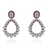 Michael Nash Jewelry Women's Light Rose And Pink Ruby Drop Set In Black Rhodium In Pink