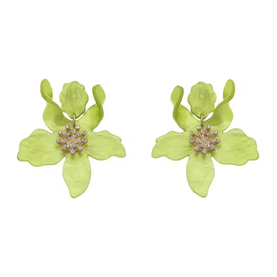 Michael Nash Jewelry Women's Lime Green Floral Resin Drop Earrings In Gray