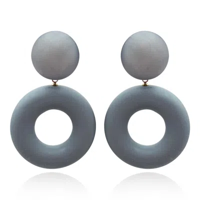 Michael Nash Jewelry Women's Lucia French Grey Resin And Matte Rubber Clip Drop Earrings In Gray