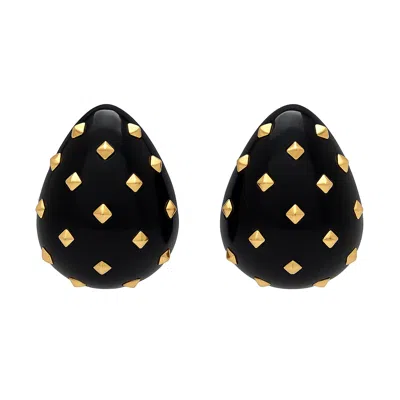 Michael Nash Jewelry Women's Maristella Black Studded Resin Pierced Hoop Earrings