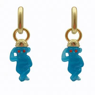 Michael Nash Jewelry Women's Monkey Cerulean  Blue  Resin Drop Earrings
