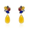 Michael Nash Jewelry Women's Multi-color Cat's Eye Pierced Earrings With Yellow Amber Drop In Yellow